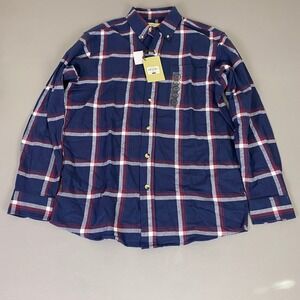 Hobbs Creek Flannel Shirt Men's Size Medium‎ Plaid Button Down Navy Blue Red NWT